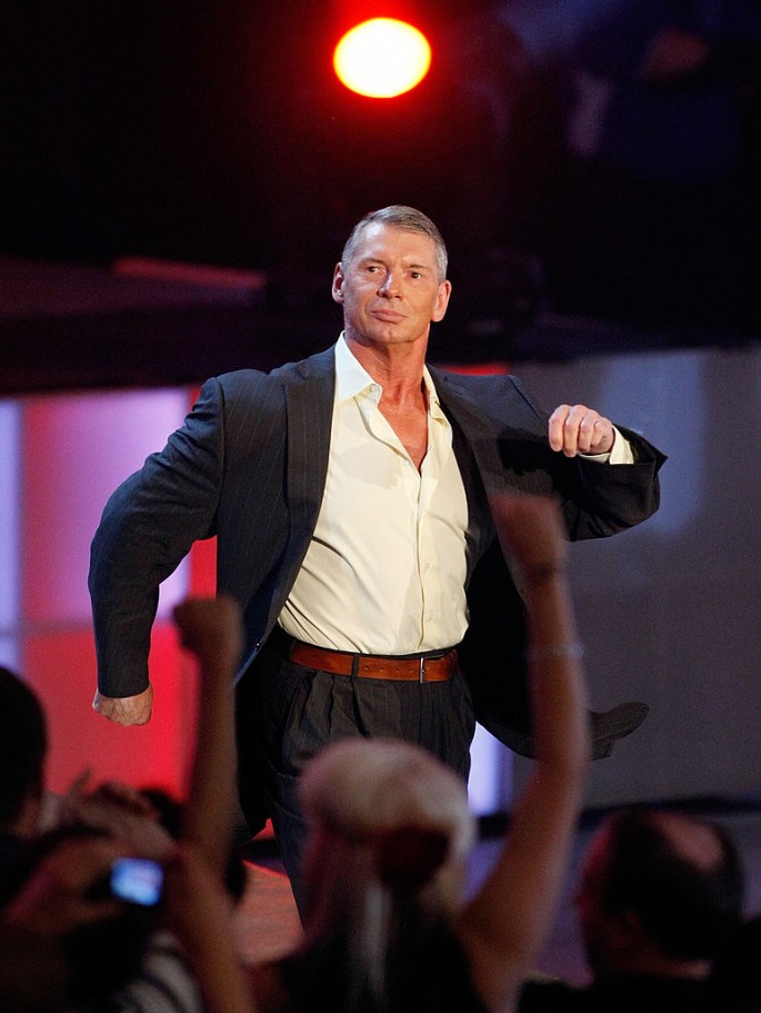 World Wrestling Entertainment Inc. Chairman Vince McMahon is introduced during the WWE Monday Night Raw show at the Thomas & Mack Center August 24, 2009 in Las Vegas, Nevada.