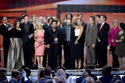 The cast and crew of 'The Big Bang Theory' accept the Favorite TV Show award onstage at The 41st Annual People's Choice Awards at Nokia Theatre LA Live on January 7, 2015 in Los Angeles, California.