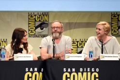 (L-R) Actors Carice van Houten, Liam Cunningham and Gwendoline Christie speak onstage at the 'Game of Thrones' panel during Comic-Con International 2015 at the San Diego Convention Center on July 10, 2015 in San Diego, California.  
