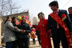 Rural wedding ceremony in Shaanxi Province.