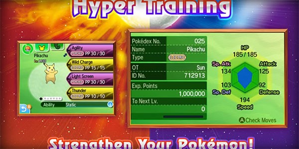 Nintendo reveals the newest feature for "Pokemon Sun and Moon" called Hyper Training, which lets player's creatures go beyond level 100.