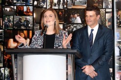 Emily Deschanel and David Boreanaz speak during Fox Celebrates 'Bones' 200th Episode at the Fox Studio Lot on November 14, 2014 in Century City, California. 
