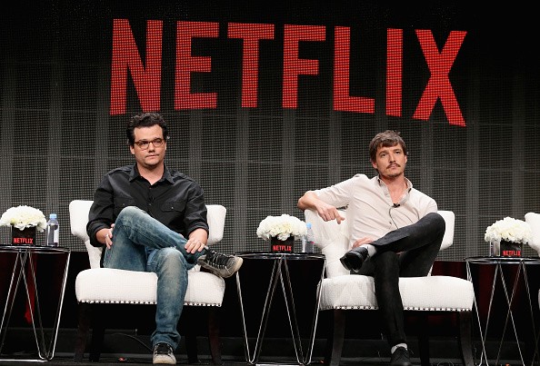 Actors Wagner Moura and Pedro Pascal speak onstage during the 'Narcos' panel discussion at the Netflix portion of the 2015 Summer TCA Tour at The Beverly Hilton Hotel on July 28, 2015 in Beverly Hills, California.