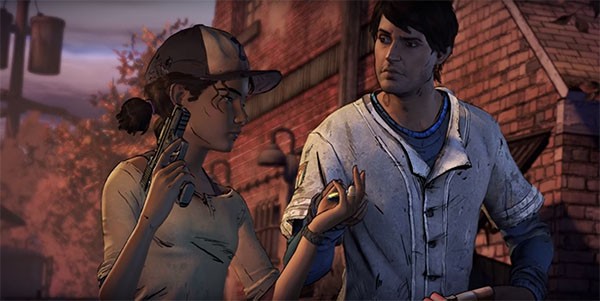 "The Walking Dead" season 3's new character Javier hands over a clip of bullets to the game's main protagonist, Clementine.