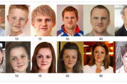 Dreambit can predict what a 1-year-old boy (top) and a 4-year-old girl (bottom) will look like at subsequent ages.