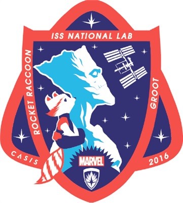 Guardians of the Galaxy's Rocket Raccoon and Groot is featured in a new ISS and CASIS mission patch.
