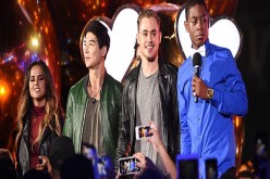 (L-R) Actors Becky G., Ludi Lin, Dacre Montgomery and RJ Cyler speak onstage at the MTV Fandom Awards San Diego at PETCO Park on July 21, 2016 in San Diego, California. 