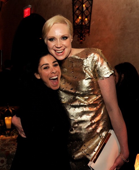 Gwendoline Christie (right) poses with comedienne Sarah Silverman at the after party for the premiere of HBO's "Game Of Thrones" in 2013.  