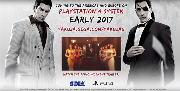SEGA reveals the Western release of "Yakuza 0" on the PlayStation 4 system.