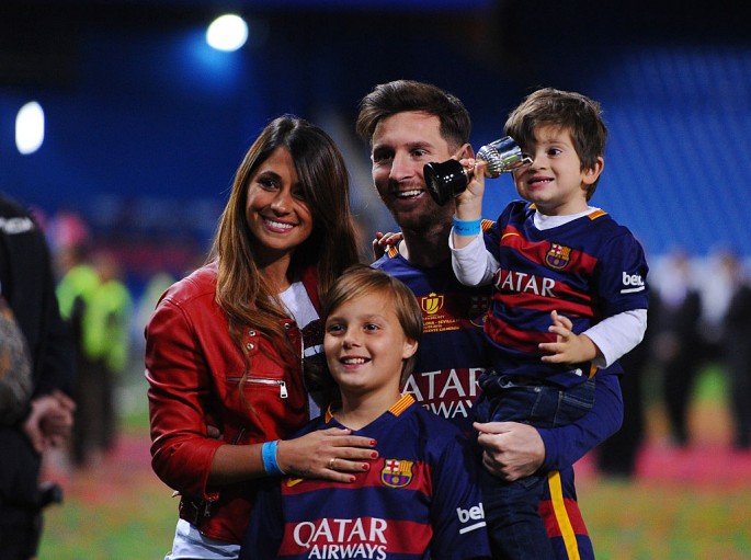 Barcelona forward Lionel Messi and family.