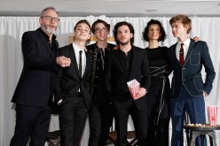 Close pals Dean-Charles Chapman and Isaac Hempstead-Wright (second and third from left) are with their 