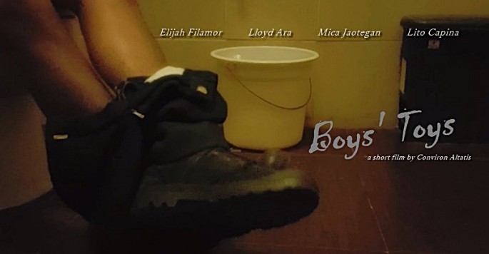 Directed by Conviron Altatis, "Boys' Toys" is a short film shot during the Brillante Mendoza Film Workshop 2016 starring Elijah Filamor, Lloyd Ara, Mica Jaotegan and Lito Capina.