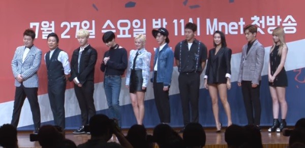 Girls’ Generation Hyoyeon is together with SM Entertainment label mates during the press conference of the new program “Hit The Stage.”