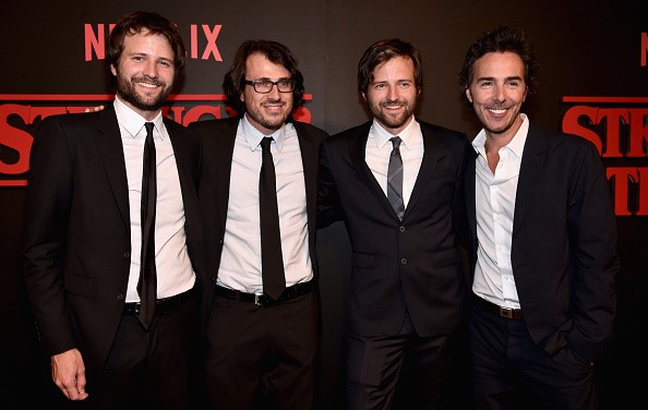 Creator/ Executive Producer Ross Duffer, Executive Producer Dan Cohen, Creator/Executive Producer Matt Duffer and Executive Producer Shawn Levy attend the Premiere of Netflix's 'Stranger Things' at Mack Sennett Studios on July 11, 2016 in Los Angeles, Cal