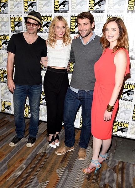 'Zoo' actors Billy Burke, Nora Arnezeder, James Wolk and Kristen Connolly attend the CBS Television Studios press room during Comic-Con International 2015 in San Diego, California. 