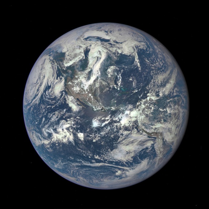 In this handout provided by the National Aeronautics and Space Administration, Earth as seen from a distance of one million miles by a NASA scientific camera aboard the Deep Space Climate Observatory spacecraft on July 6, 2015.
