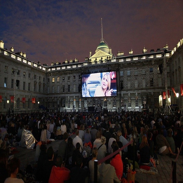Londoners watch a Film4 Summer Screen showing of the new action-comedy adventure 'Knight And Day' at Somerset House on July 29, 2010 in London, England. This 'People's Premiere' kicks off eleven nights of movies on a giant open air screen in the 18th cent