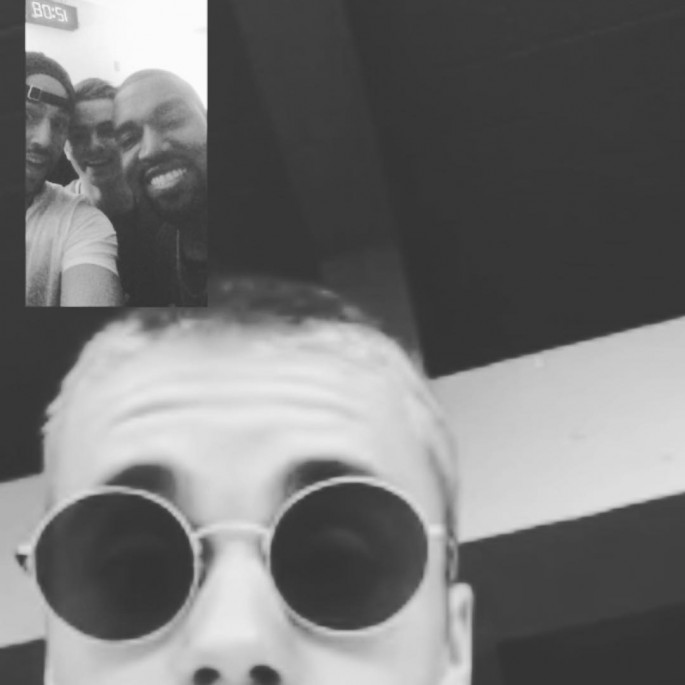 Justin Bieber FaceTimes Kanye West with the caption "Taylor Swift what up" on this Instagram photo.