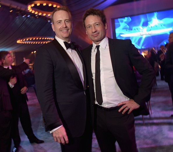 Chairman of NBC Entertainment Robert 'Bob' Greenblatt and actor David Duchovny attend Universal, NBC, Focus Features and E! Entertainment 2015 Golden Globe Awards After Party in Beverly Hills, California.  