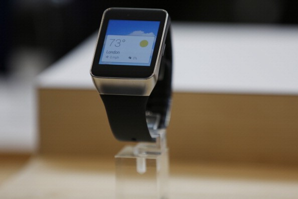 A Samsung Gear Live watch is seen on display during the Google I/O Developers Conference at Moscone Center.