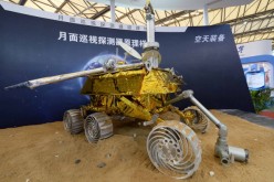 A model of the Chang'e-3 lunar rover is on display at the Shanghai New International Expo Centre on Nov. 5, 2013, in Shanghai, China.