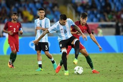 Victor Cuesta of Argentina controls the ball during the Men's Group D first round match between Portugal and Argentina during the Rio 2016 Olympic Games at the Olympic Stadium on August 4, 2016 in Rio de Janeiro, Brazil. 