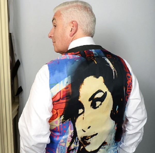 Mitch Winehouse attends the Amy Winehouse  Foundation Ball sporting a waistcoat with an imprint of his daughter, Amy Winehouse.