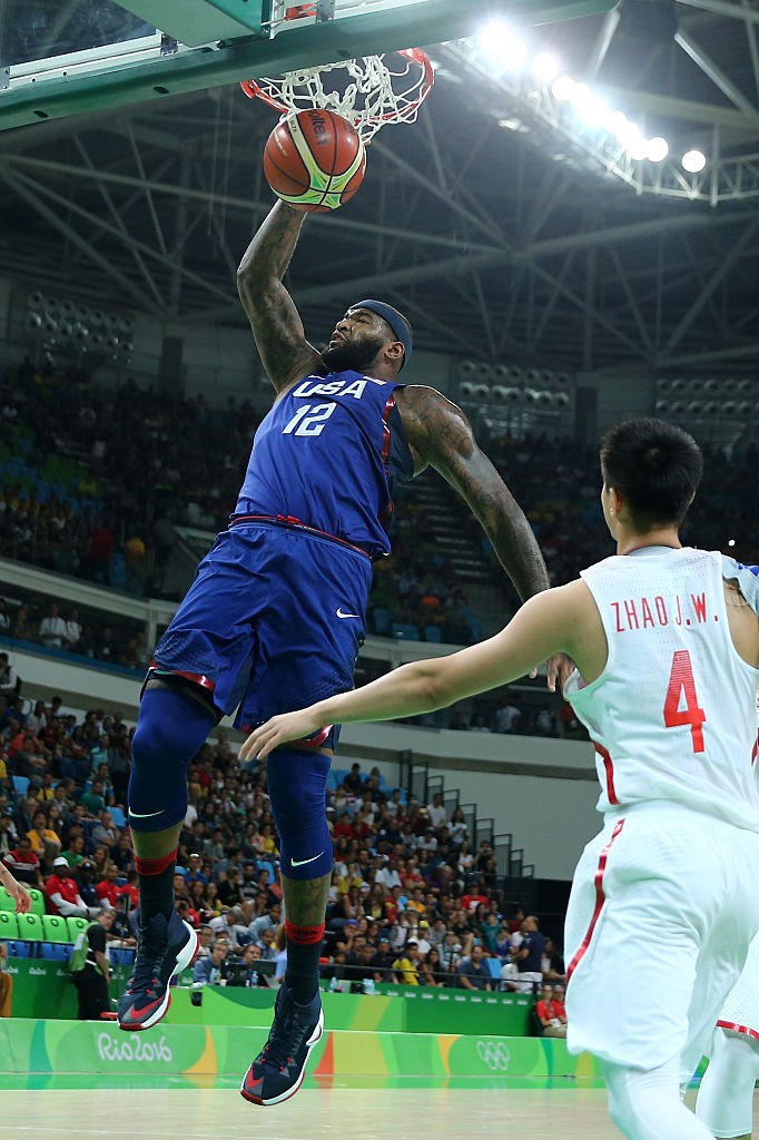 Team USA center DeMarcus Cousins dunks the ball against China.
