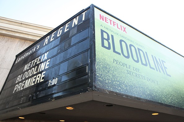 "Bloodline" huge poster is displayed during the premiere of Netflix's TV series at Westwood Village Theatre on May 24, 2016 in Westwood, California.