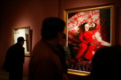 Visitors view artworks at the National Art Museum of China on Dec. 9, 2008, in Beijing, China.