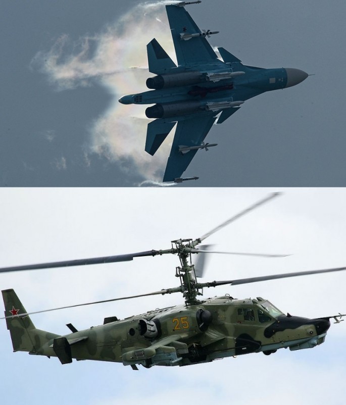 The Sukhoi Su-34 and the Kamov Ka-52 Black Shark