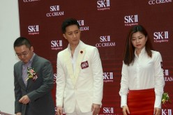 Korean singer and actor Han Geng leads the promotion for a skin care product in Shanghai.