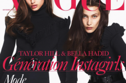 Taylor Hill (left) and Bella Hadid on the cover of the September issue of Vogue Paris.