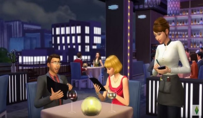 Screen capture from 'The Sims 4: Dine Out' game pack trailer.