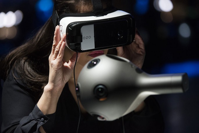 A woman tries the Ozo camera during its European launch in London in March 2016.