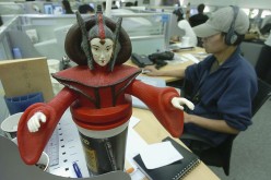 A staff works in the office at Tencent headquarters in Shenzhen in Guandong Province.