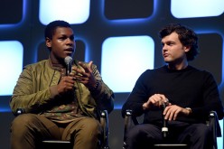 John Boyega (L) and Alden Ehrenreich, who will play Han Solo, on stage during Future Directors Panel at the Star Wars Celebration 2016 at ExCel on July 17, 2016 in London, England.  
