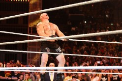 Brock Lesnar enters the ring for his match at WWE SummerSlam 2015.