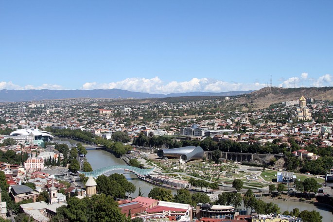 A view of Tbilisi, the capital city of Georgia, is seen in a photo taken of the city's central district.