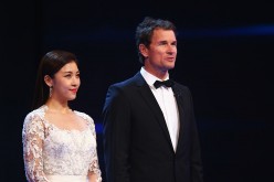  Actress Ha Ji Won and Laureus Ambassador Jens Lehmann during the 2015 Laureus World Sports Awards show at the Shanghai Grand Theatre on April 15, 2015 in Shanghai, China.