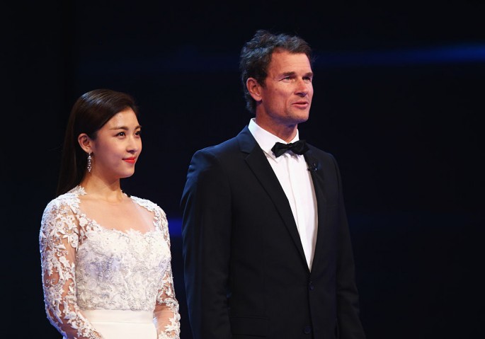  Actress Ha Ji Won and Laureus Ambassador Jens Lehmann during the 2015 Laureus World Sports Awards show at the Shanghai Grand Theatre on April 15, 2015 in Shanghai, China.