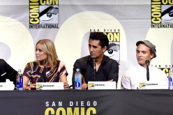 (L-R) Actors Kim Dickens, Cliff Curtis, and Frank Dillane attend AMC's 'Fear The Walking Dead' Panel during Comic-Con International 2016 at San Diego Convention Center on July 22, 2016 in San Diego, California.  