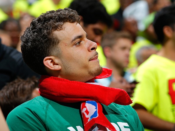 R.J. Hunter of the Boston Celtics looks on in the final minutes of their 102-101 loss to the Atlanta Hawks.