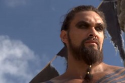 'Game of Thrones' character Khal Drogo portrayed by Jason Momoa looks on in one of the show's episodes.