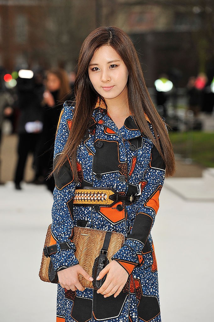 Singer Seohyun from girl band 'Girls Generation' arrives at the Burberry Autumn Winter 2012 Womenswear show held in London.