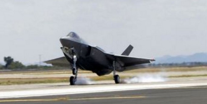 The USAF's 100th F-35 Lightning II lands at Luke Air Force Base in Arizona.
