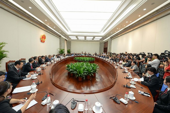 Foreign ambassadors meet with China's Supreme People's Court for a dialogue in Aug. 2014 in Beijing.