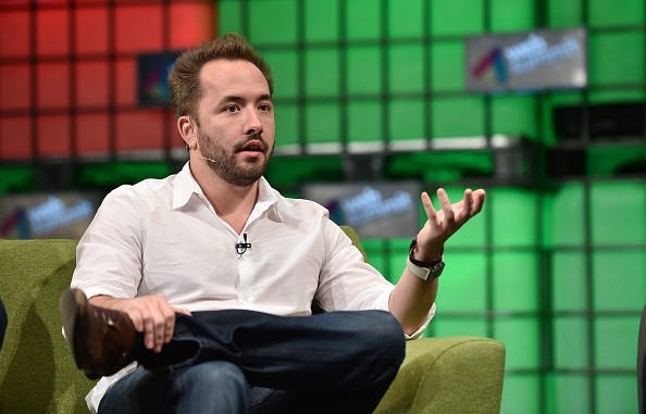 Drew Houston, Founder, Dropbox, speaking during the  Web Summit for careers in the RDS  in Dublin, Ireland.