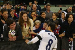 Ryan Mason of Tottenham Hotspur acknowledges fans after the 2016 International Champions Cup Australia match between Tottenham Hotspur and Atletico de Madrid at Melbourne Cricket Ground on July 29, 2016 in Melbourne, Australia.