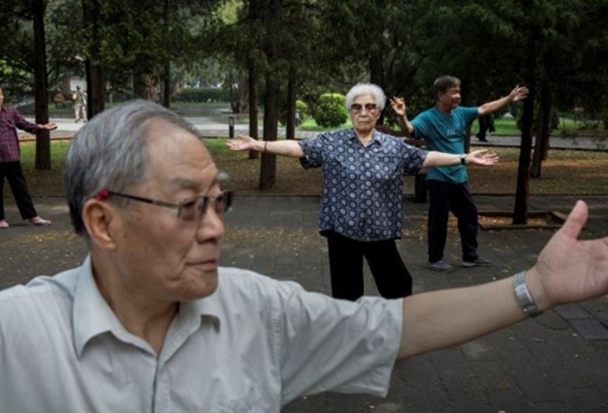 Elderly Chinese do tai chi